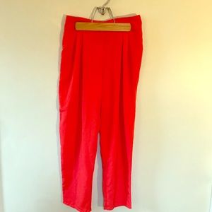 Red high waisted blousy ankle pants